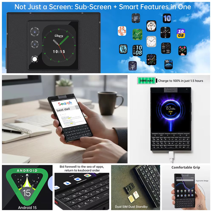 Unihertz Titan 2 Smartphone 5G mit Android 15, physischer Tastatur, Dual Screen, 12 GB RAM, 512 GB Speicher, 50 MP Kamera, Schwarz - Bild 5