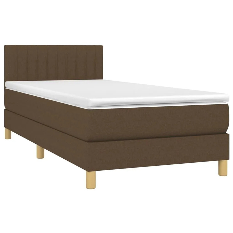 vidaXL Boxspringbett mit Matratze und LED-Unterbettbeleuchtung in Dunkelbraun, Hybrid-Bett mit USB-Ladeport und Taschenfederkern, B/T/H: 80 x 200 x 78 cm - Bild 2