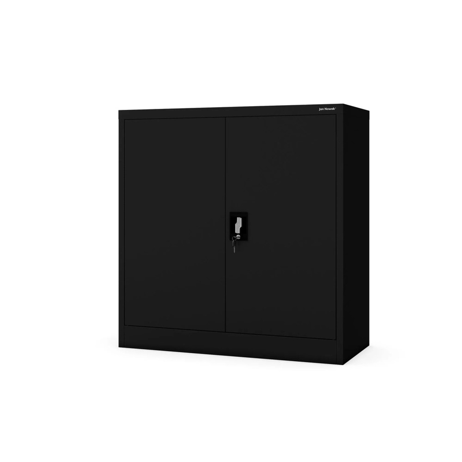 Jan Nowak Metallschrank BEATA Schwarz mit verstellbaren Regalböden und Schloss, H: 93 cm, B: 90 cm, T: 40 cm - Bild 2