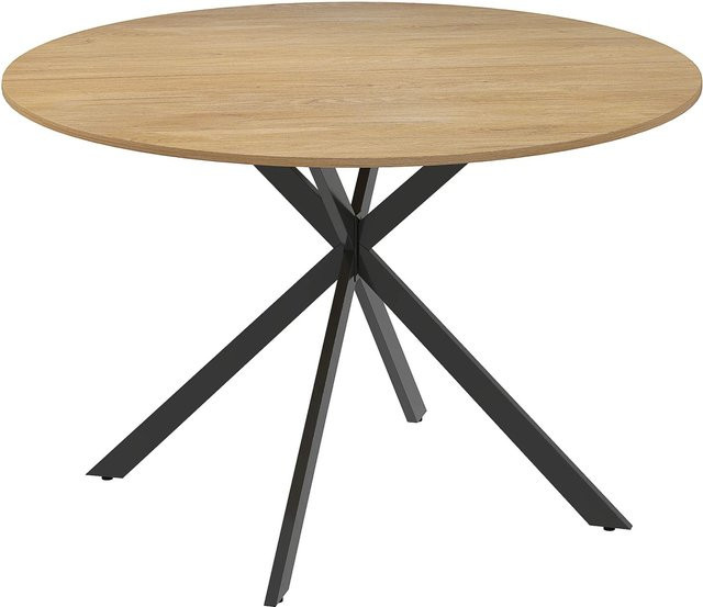 HOMCOM Esstisch im Industriestil aus Spanplatte und Stahl in Eiche, B: 120 cm, T: 120 cm, H: 75 cm - Bild 1