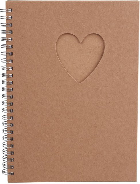 VBS Notizbuch Passepartout Herz in Braun mit Softcover und blanko Seiten im Format A5 - Bild 1