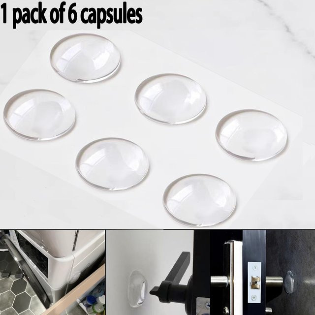 Silent Clear Silikon-Türstopper-Stoßstangenpolster in Transparent, 6 Stück kollisionssichere Klebepads zur Geräuschreduzierung für Schränke und Wände - Bild 1