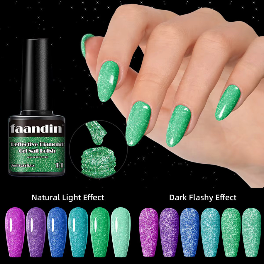 Faandin Nagellack Gel, Crushed Diamond Fine Glitter, 29,5 ml, 05 - Bild 5