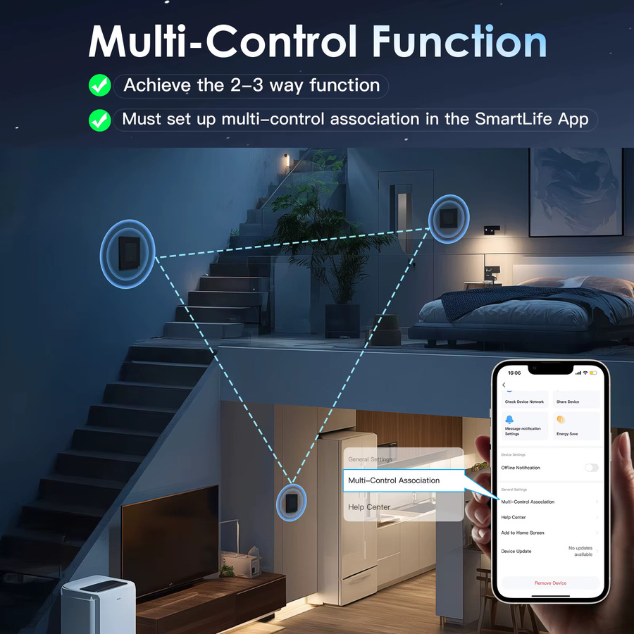 BSEED WLAN Smart-Schalter mit weißem Glasrahmen und gelber Hintergrundbeleuchtung, Tuya App Steuerung, EU-Standard, Neutralleiter erforderlich - Bild 5