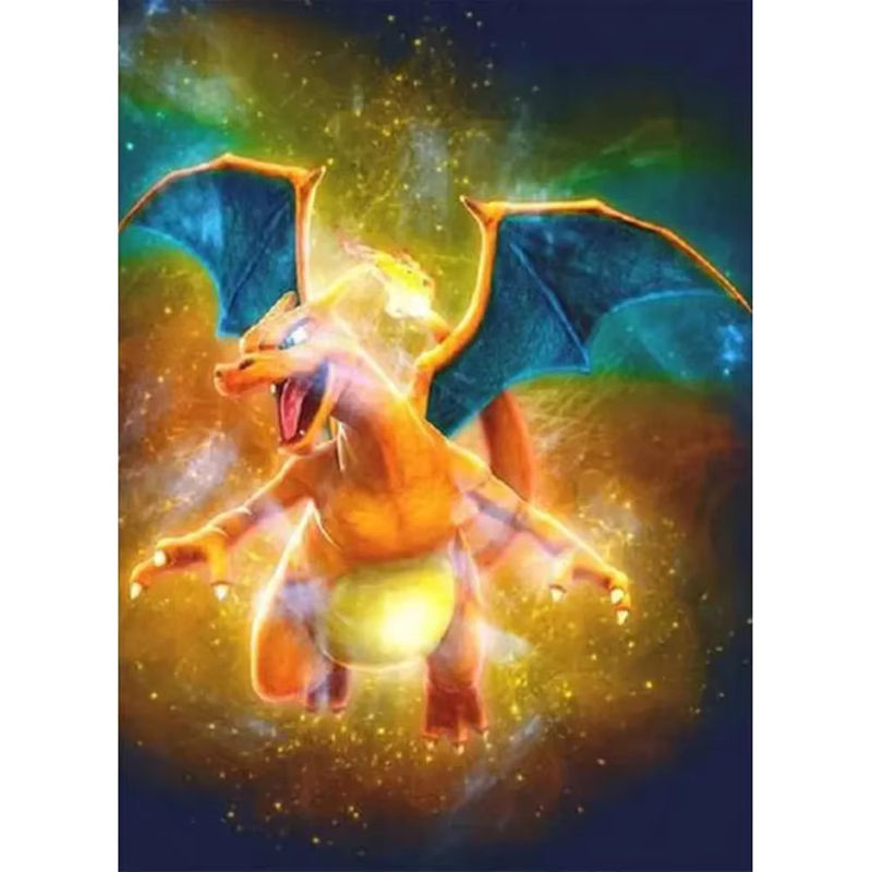 Potdemiel Pokemon Charizard 5D DIY Diamant Malerei Mosaik Set mit runden Steinen für Kinder - Bild 4