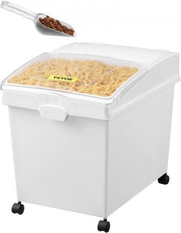 VEVOR Vorratsbehälter Set für Mehl und Reis, 3er Set weiße Aufbewahrungsboxen mit Rollen und Schaufel, Kapazität 33,3 l pro Behälter, B/T/H: 36,5 x 45,7 x 52,0 cm - Bild 1