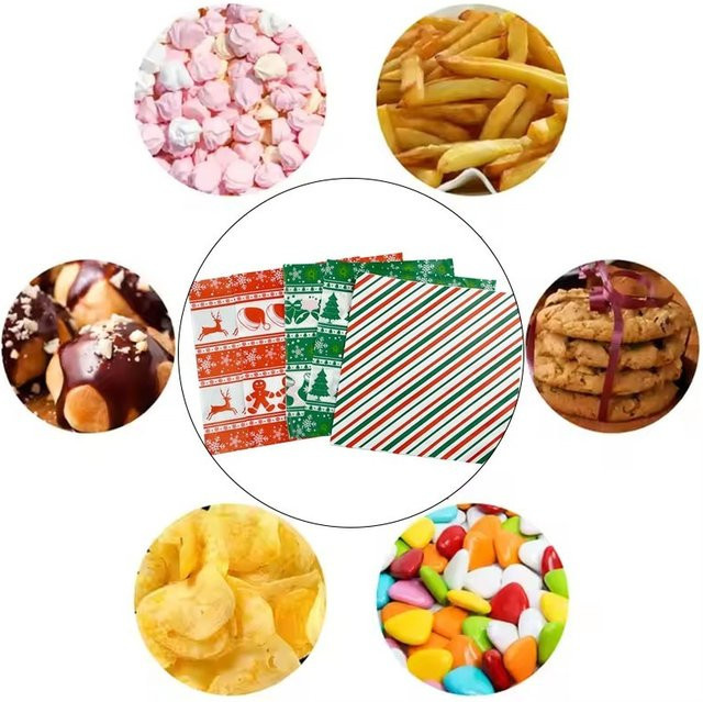 Weihnachtswachspapierbögen in Mehrfarben für die festliche Lebensmittelverpackung von Keksen und Snacks - Bild 1