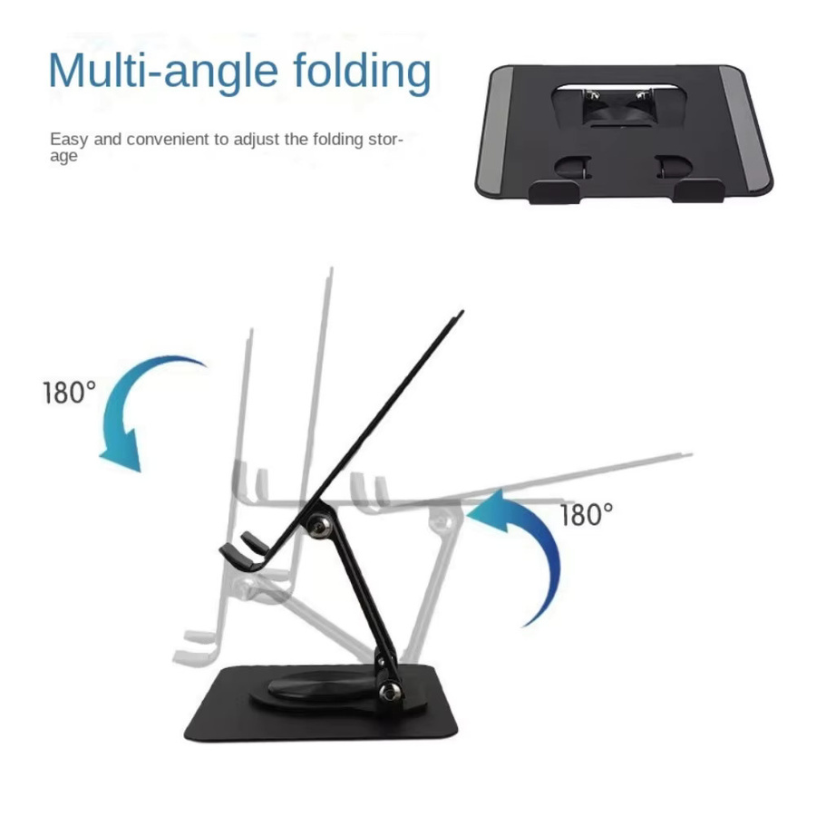 Maerknon Faltbarer Handyhalter und Tablet-Ständer 360 Grad Drehbar, Höhenverstellbare und Rutschfeste Halterung für iPad Pro, Air und Mini in Schwarz oder Silber - Bild 4