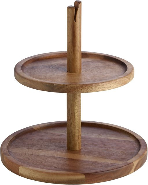 VEGA Etagere Kara zweistöckig aus Akazie in Braun, Durchmesser: 25,4 cm, Höhe: 27,1 cm - Bild 1
