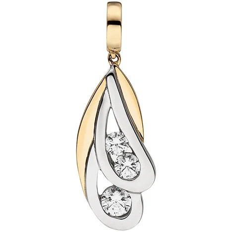 Colfem Anhänger 375 Gelbgold, bicolor, 3 Zirkonia, Unisex - Bild 1
