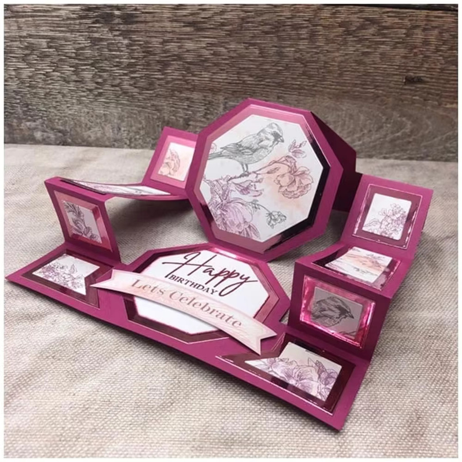 Zick-Zack-Stanzformen mit gewelltem Schritt für kurvige Doppel-Gatefold-Karten zum Basteln und Scrapbooking - Bild 3
