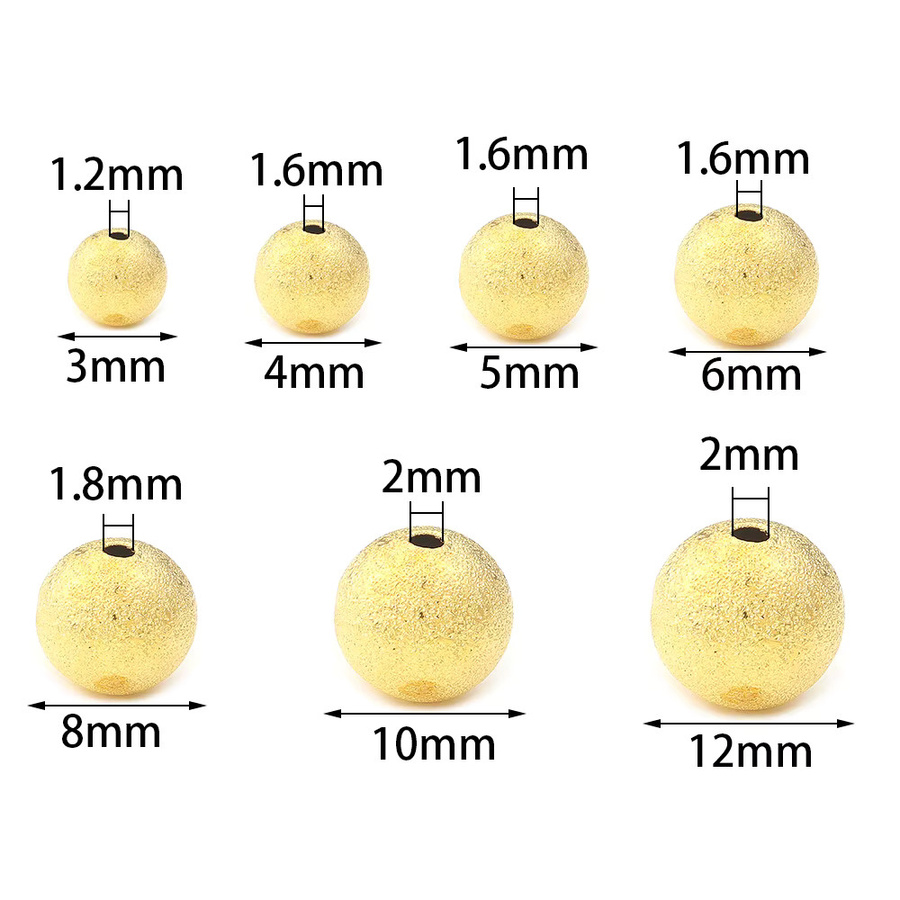 Kupfer Perlen, Matte Runde Metall Spacer, Gold, Unisex - Bild 5