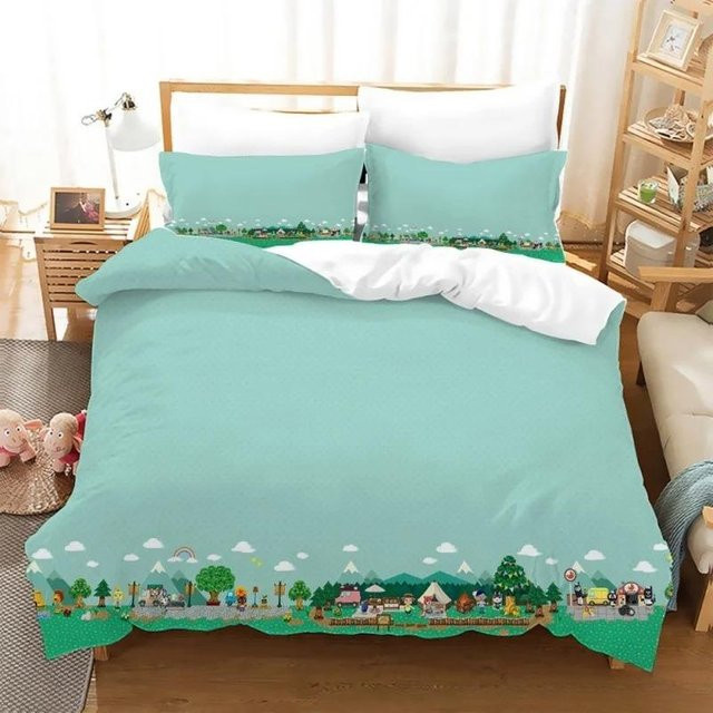 Bettwäscheset mit 3D-Tier-Cartoon-Motiv von JMG Household Supplies in Türkis, bestehend aus Bettbezug und Kissenbezug aus Mikrofaser, Breite: 70 cm, Länge: 133 cm - Bild 1