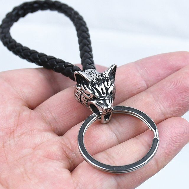 Wolf Amulett, Edelstahl, Leder, Unisex - Bild 1