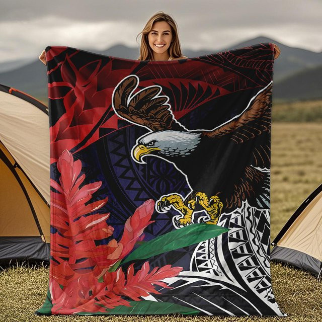 Multicolour Decke mit Samoa-Adler-Muster aus Polyester für Bett und Sofa - Bild 1