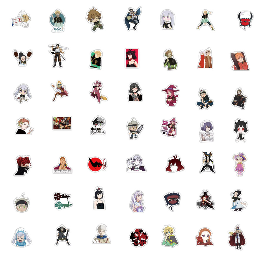 50 Stück Anime Black Clover Aufkleber in Multicolour für DIY Scrapbooking, Telefon und Skateboard, wasserfest - Bild 3
