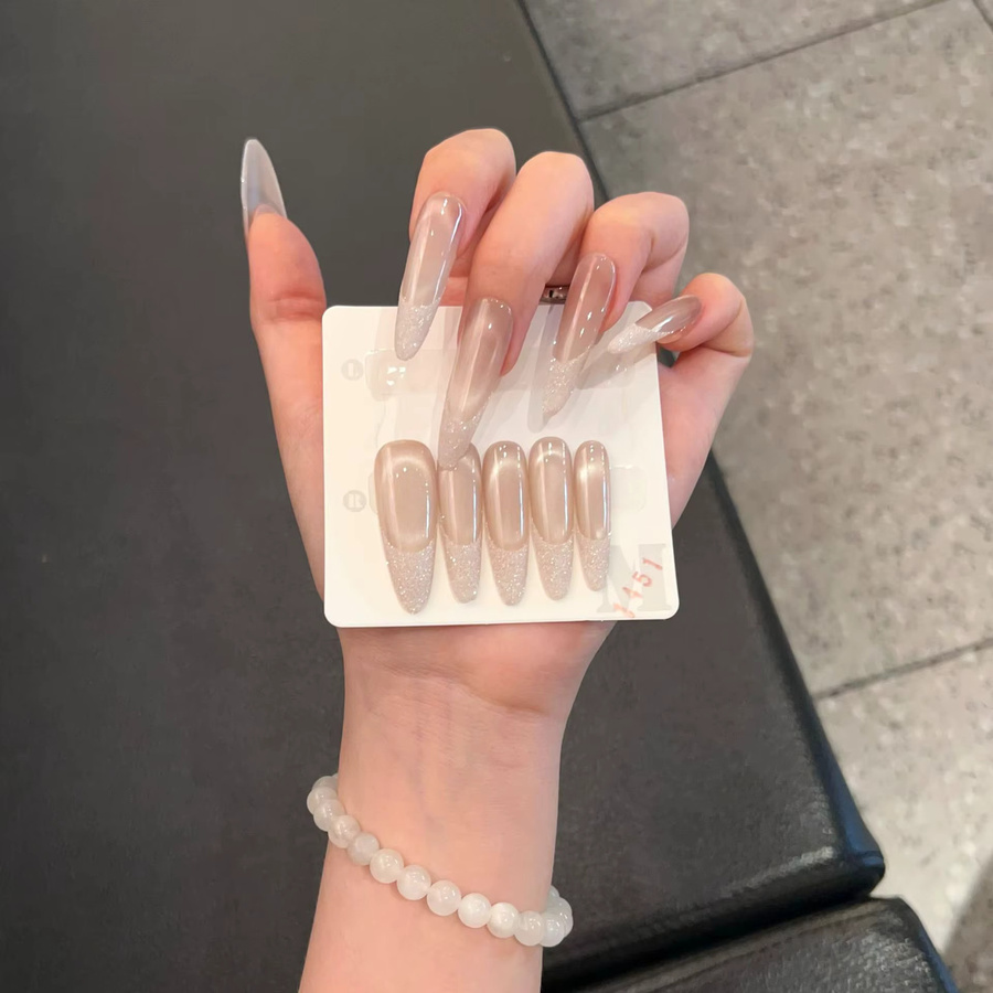 Künstliche Nägel Cat Eye Nude, 10 Stück, Glänzend, Damen - Bild 2