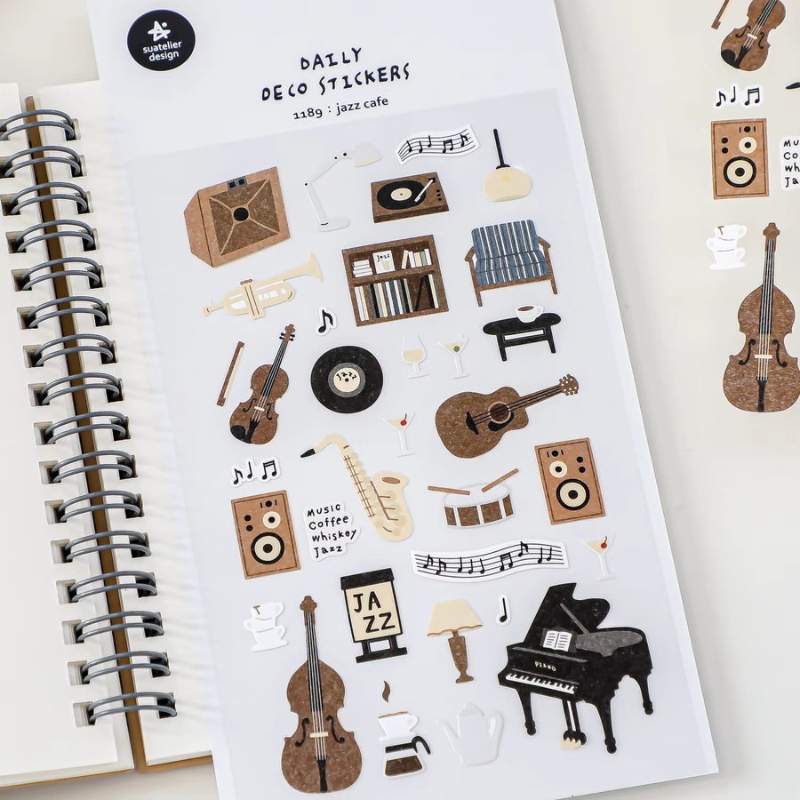 Suatelier Jazz Cafe Papieraufkleber für Scrapbooking und DIY Tagebuch, Mehrfarbig - Bild 3