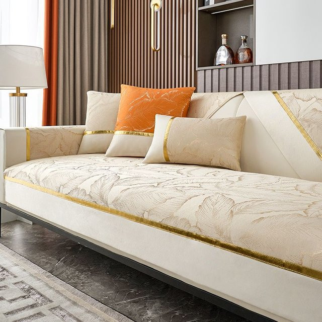Nordisches Chenille Jacquard Sofakissen Beige, Rutschfestes Universal Kissen für alle Jahreszeiten, B/T/H: 70 x 70 x 70 cm - Bild 1