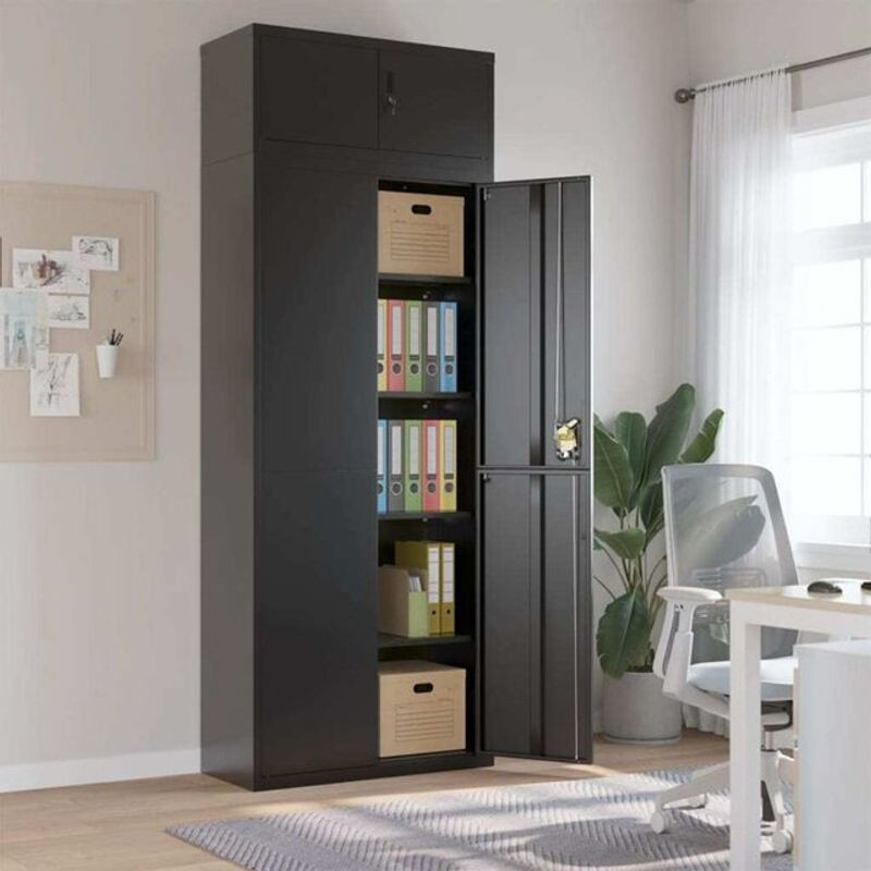 Vidaxl Aktenschrank aus Stahl in Schwarz mit Drehtüren, B/T/H: 90 x 40 x 240 cm - Bild 1