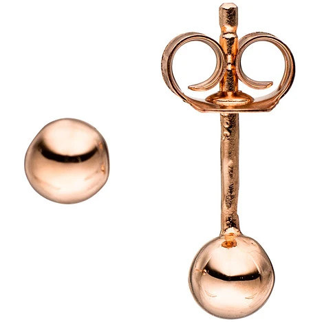 Colfem Ohrstecker Kugel, 925 Sterling Silber, rotgold vergoldet, Unisex - Bild 1