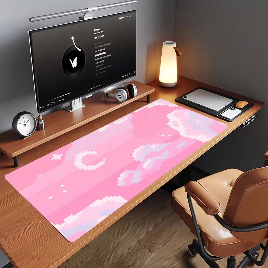Art Dreamy Pastel Clouds Mauspad in Pink und Multicolour, rutschfeste Gamer-Schreibtischunterlage für Laptop und Büro - Bild 2