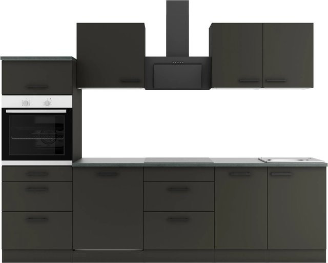 OPTIFIT Madrid420 Küchenzeile in Anthrazit mit modernem Design und melaminbeschichteten Qualitätsspanplatten, Breite: 270 cm - Bild 1