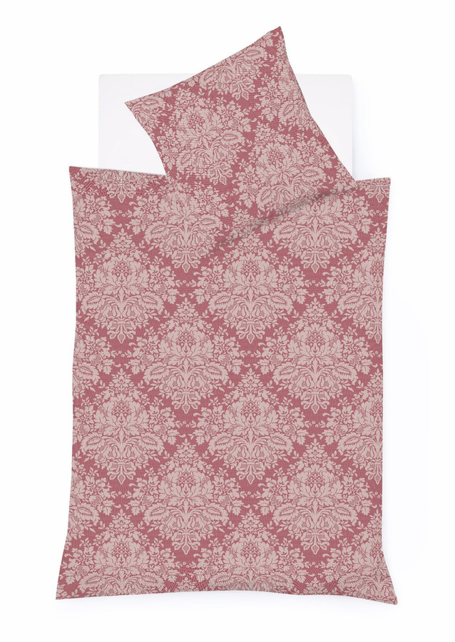 Fleuresse Lech Edelflanell Bettwäsche mit Ornamenten im Barock-Stil, Rot, B/H: 200 x 200 cm mit 2 Kissen 80 x 80 cm - Bild 1