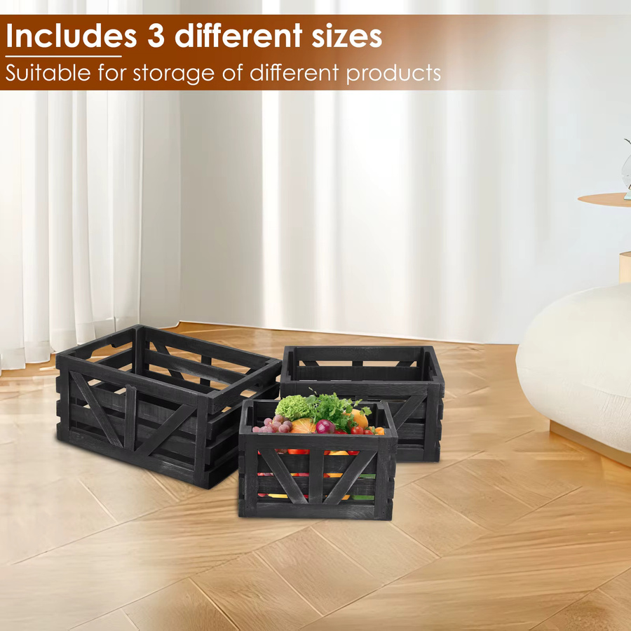 Willstar 3-teiliges Holz-Aufbewahrungsset mit Griffen in Braun zur vielseitigen Organisation für Küche, Schlafzimmer oder Camping - Bild 2