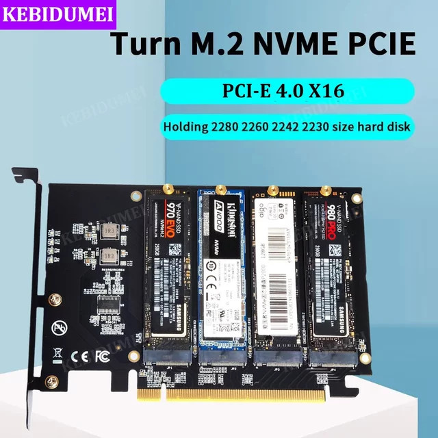 Kebidumei M.2 NVMe zu PCIe 4.0 und 3.0 Adapter Erweiterungskarte für M.2 SSDs (2230, 2242, 2260, 2280), Schwarz - Bild 1
