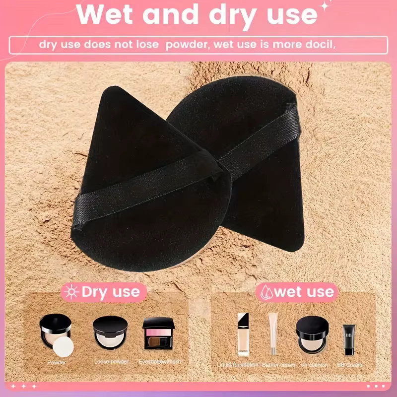 25-teiliges Dreieck-Puderquasten-Set, Velour-Mischschwämme, Rosa - Bild 3
