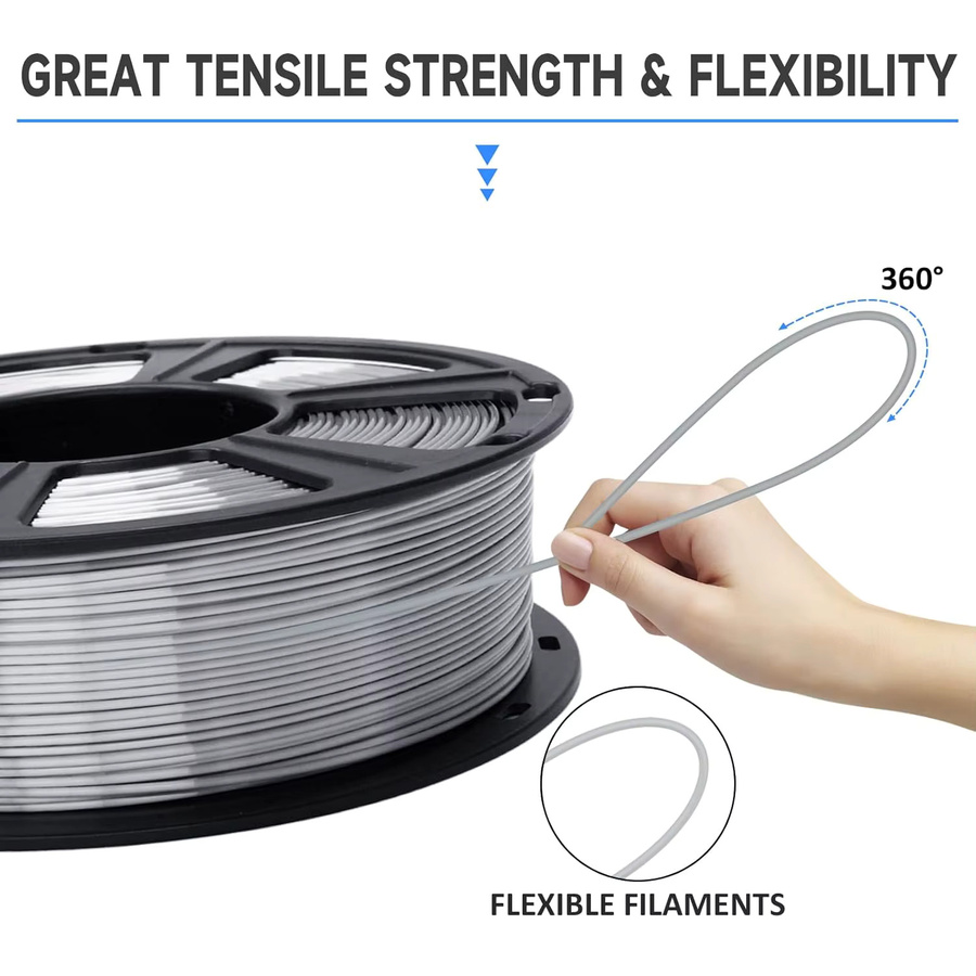 MANLANG Seiden-PLA-Filament 1,75 mm für FDM-Drucker, Seidensilber, 250 g - Bild 2