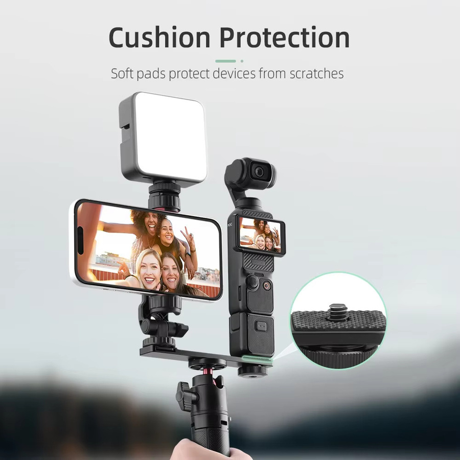 DJI Telefonhalterung in Schwarz für DJI Pocket 3, DJI Pocket 4 und Insta360 X5 mit Stativclip und Fülllicht für stabile Videoaufnahmen - Bild 4