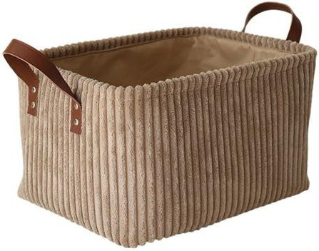 Jingli Corduroy Aufbewahrungskorb in Beige, faltbarer Organizer mit verstärkten Griffen für Spielzeug und Kleidung - Bild 1