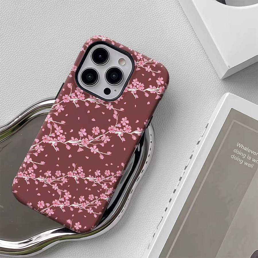 Potdemiel Robuste Handyhülle mit Kirschblüten-Design in Pink für iPhone 17 16 15 14 13 Pro Max Plus mit Magnetfunktion - Bild 5