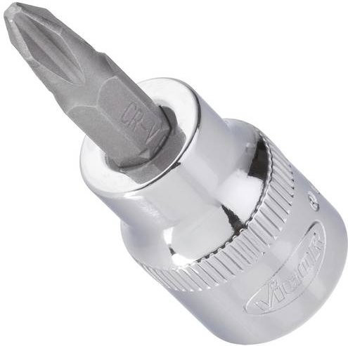 Vigor Schraubendreher-Einsatz V2292N mit Kreuzschlitz-Profil PH3 und 3/8 Zoll Innenvierkant Antrieb in Silber, Gesamtlänge: 49 mm - Bild 1