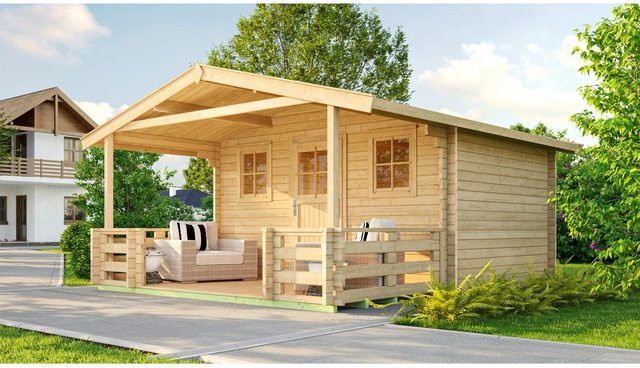 WEKA Gartenhaus 135 B Gr.1 aus europäischer Fichte mit Satteldach in Beige, B/H/T: 460 x 262 x 510 cm - Bild 1