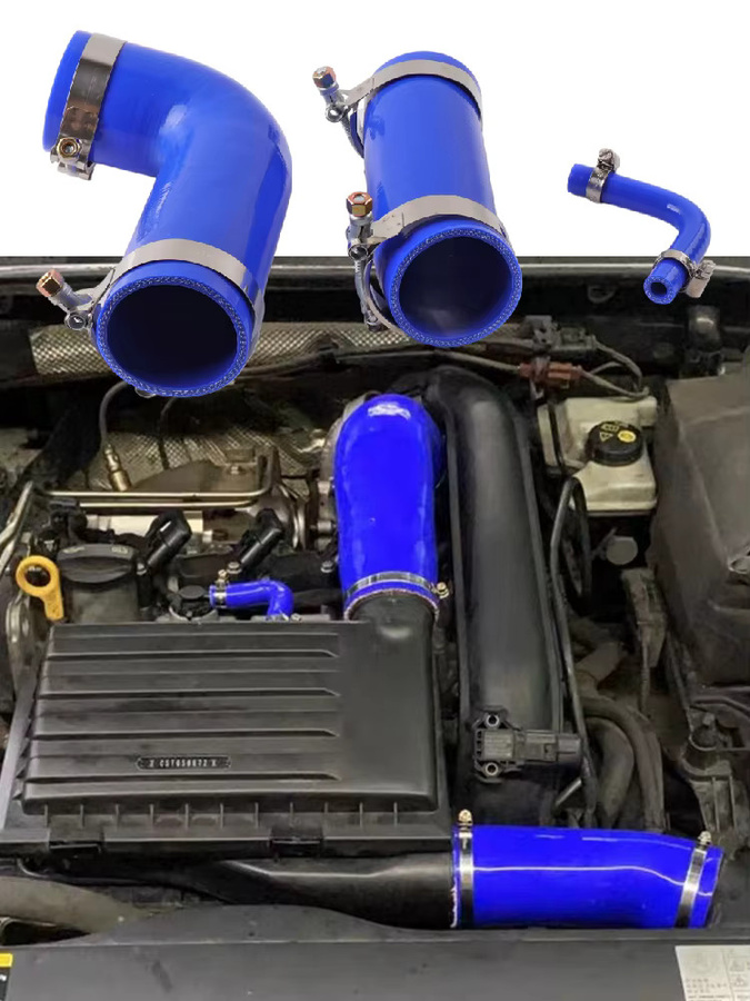 PIKBUK Silikon-Luftansaugschlauch Komplettset für VW Golf GTI MK7 EA211 1.2 1.4 Motor Passat Jetta Audi A3 Seat Leon Skoda in Schwarz und Blau - Bild 3