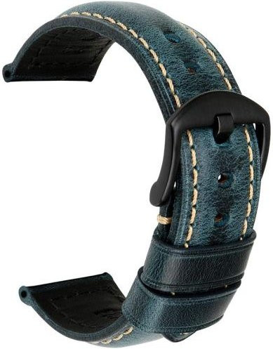 Puntos Uhrenarmband Echtleder, Vintage, Schwarz, Unisex, 24mm - Bild 1