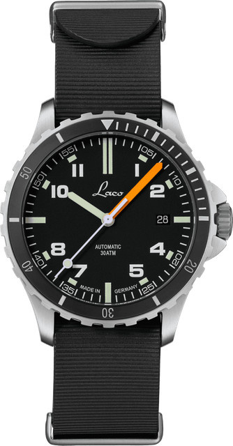 Laco Armbanduhr Automatik, Edelstahl, 39 mm, Schwarz, Kautschuk - Bild 1