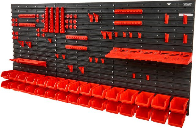 SucceBuy Wandmontage Organizer Set mit 30 Kunststoff-Aufbewahrungsboxen und Wandpaneelen in Rot für Garage und Werkstatt - Bild 1
