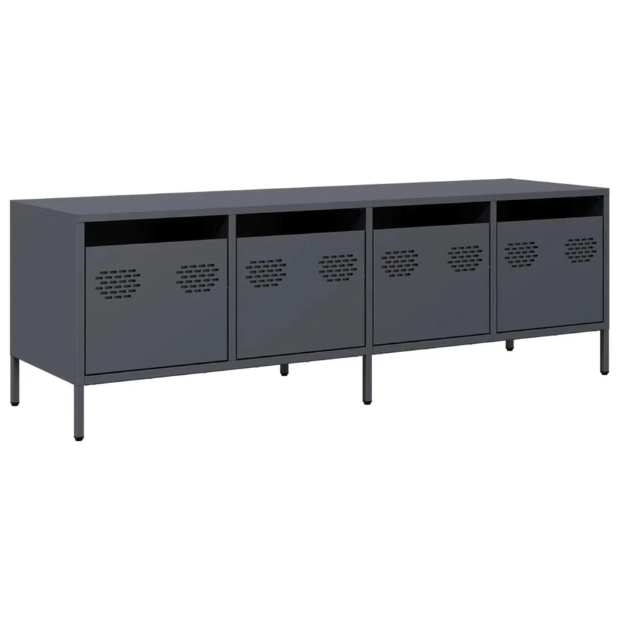 vidaXL TV-Schrank im Industrie-Stil aus kaltgewalztem Stahl in Anthrazit matt, B/T/H: 135 x 39 x 43,5 cm - Bild 2