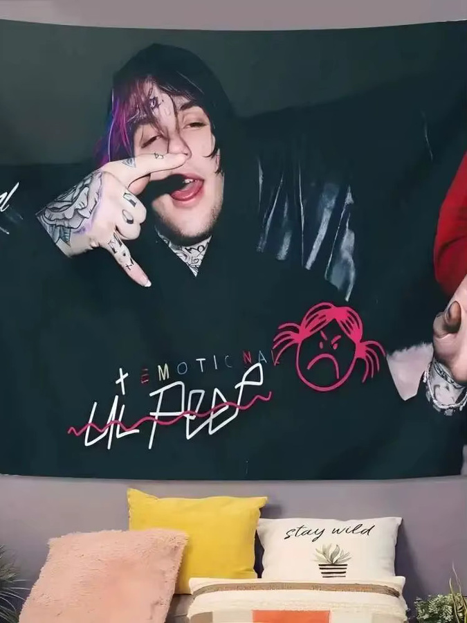 VIKAMA Lil Peep Wandteppich Emo Rap Wandkunst für dein Schlafzimmer oder Wohnzimmer in Multicolour, Breite: 60 cm, Höhe: 40 cm - Bild 4
