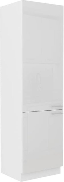 Küchen Hochschrank Lara Weiß Hochglanz mit Scharniertüren und Regalböden Breite: 60 cm - Bild 1