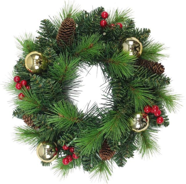 Näve Outdoor LED Weihnachtskranz Noel in Gold und Grün - Bild 1