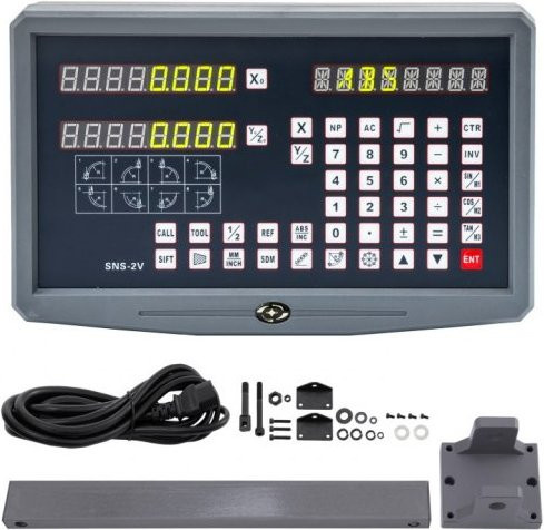 VEVOR 2-Achsen Digital Readout DRO Messgerät mit Linearmaßstab und Digitalanzeige für Drehmaschinen und Fräsmaschinen - Bild 1