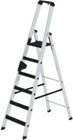 MUNK Aluminium Stehleiter Clip-Step R13 einseitig, Silber, 6 Stufen - Bild 1