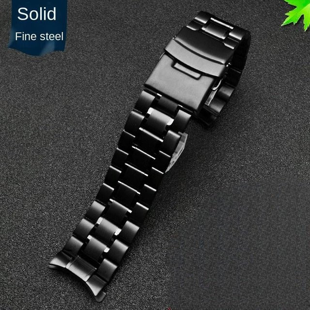 Uhrenarmband Edelstahl, gebogenes Ende, schwarz, Herren, 22mm - Bild 1