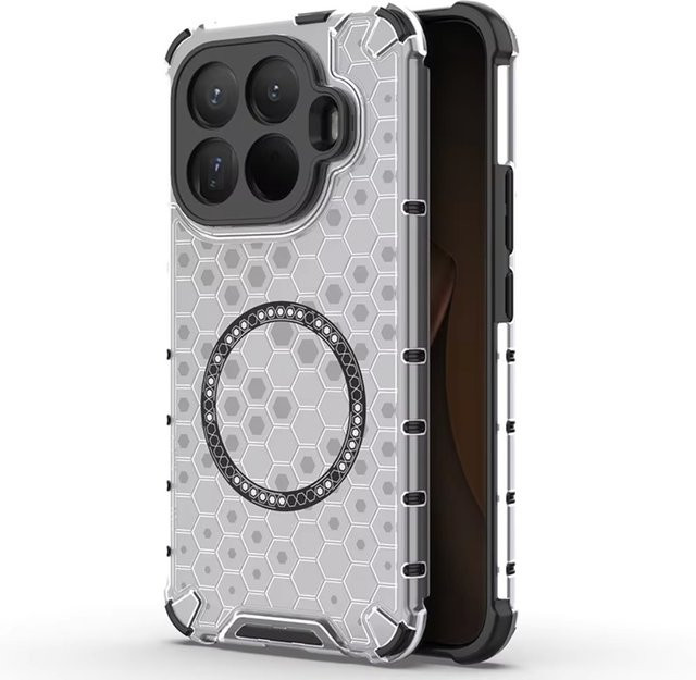 Magnetische Xiaomi 15T Pro 15T Schutzhülle transparent rot mit Anti-Shock und Wireless Charging Funktion - Bild 1