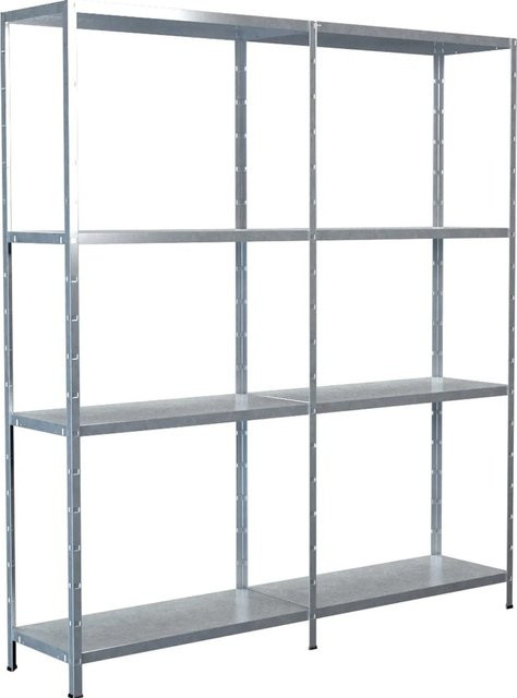 Schulte Steckregal-Set mit Anbauregal aus verzinktem Metall, Farbe Silber, B/T/H: 160 x 35 x 180 cm - Bild 1